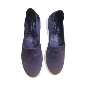 Clarks Cloudsteppers Shoes 9M Womens Blue Slip On Comfort Round Toe Cushion Soft